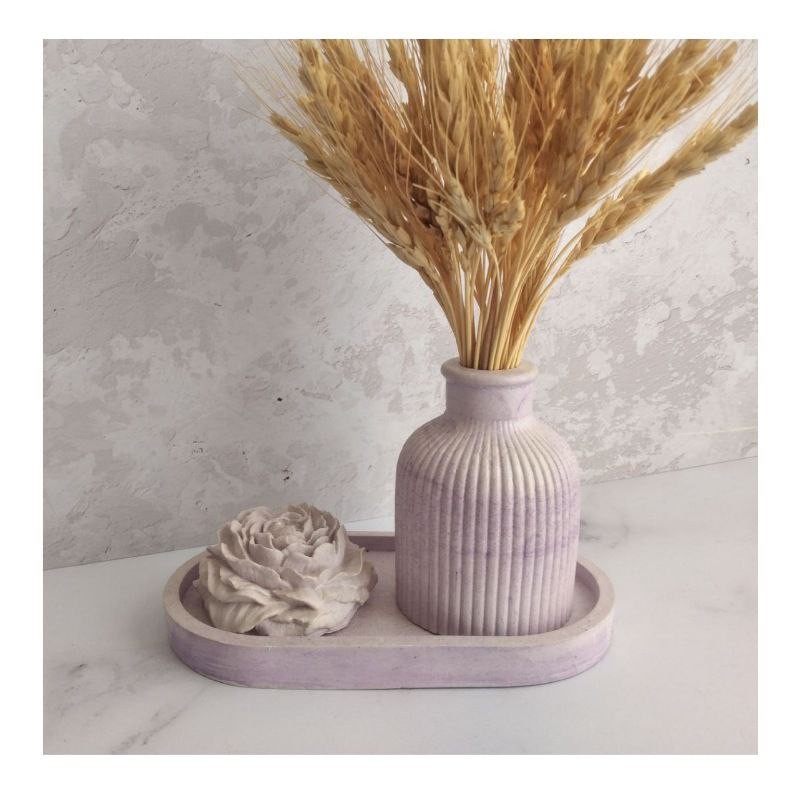 ست گلدان مراکشی و گل و سینی سنگ مصنوعی مدل stn32